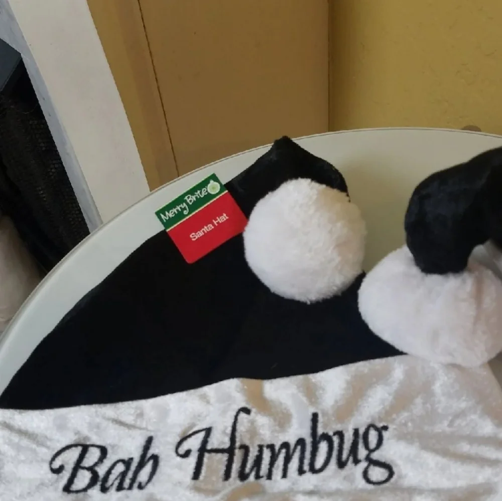Santa Hats BAH HUMBUG!! Set of TWO!